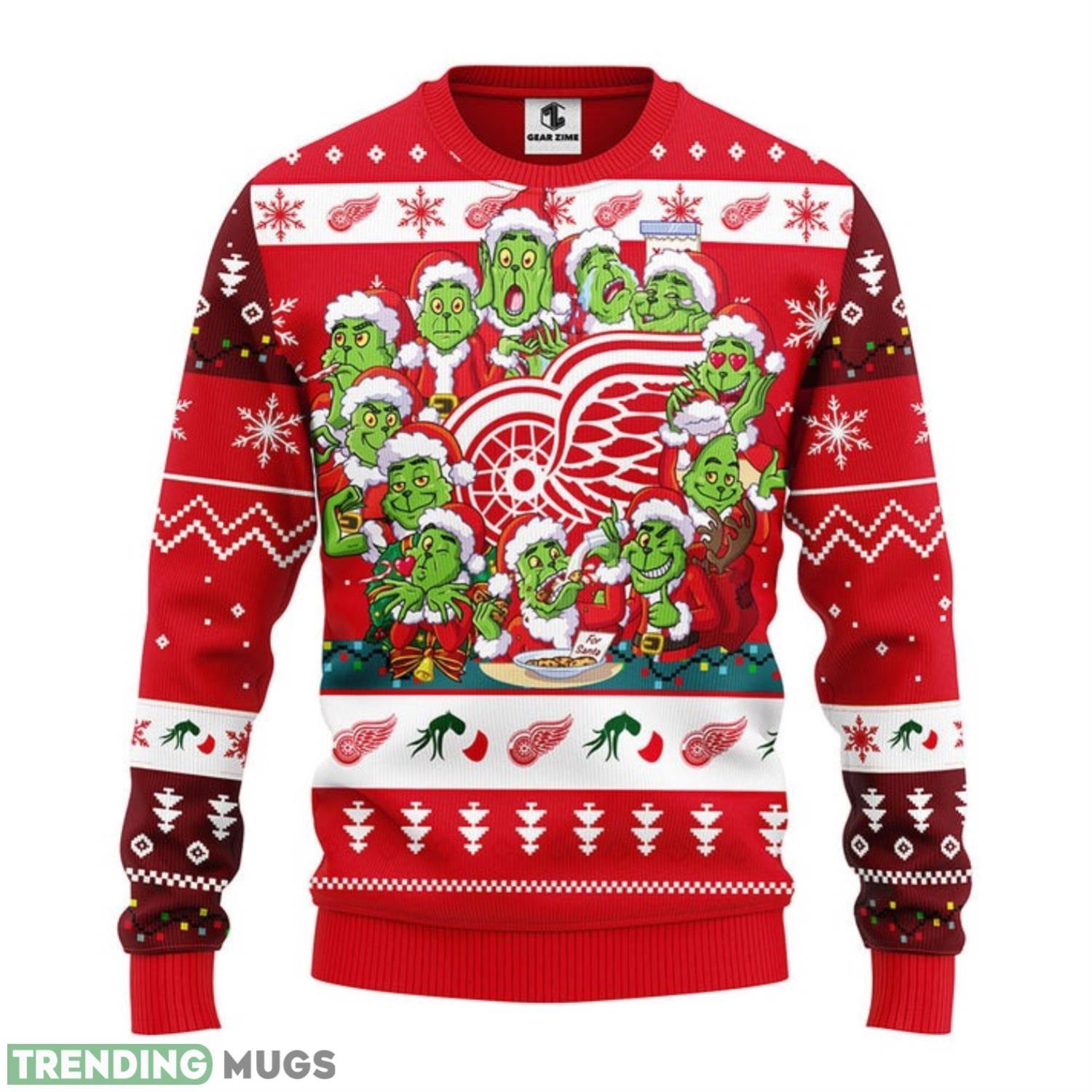 Detroit Red Wings 12 Grinch Xmas Day AOP Ugly Christmas Sweater Christmas Holiday Gift For Fans 3D Sweater Detroit Red Wings 12 Grinch Xmas Day AOP Ugly Christmas Sweater Christmas Holiday Gift For Fans 3D Sweater