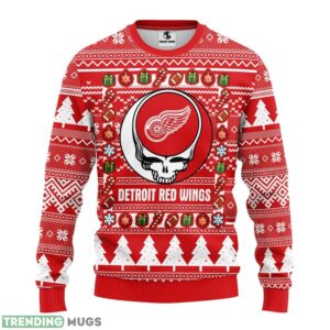 Detroit Red Wings Grateful Dead Ugly Sweater 3D Christmas Sweater For Men Women 3D Sweater