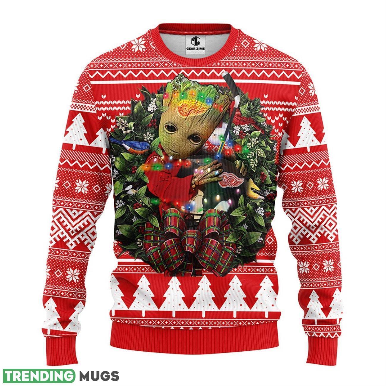 Detroit Red Wings Groot Hug Christmas Ugly Sweater 3D Christmas Sweater For Men Women 3D Sweater Detroit Red Wings Groot Hug Christmas Ugly Sweater 3D Christmas Sweater For Men Women 3D Sweater