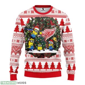 Detroit Red Wings Minion Christmas Ugly Sweater 3D Christmas Sweater For Men Women 3D Sweater