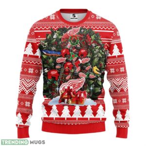Detroit Red Wings Tree Ugly Christmas Sweater Holiday Gift For Sport Fans 3D Sweater
