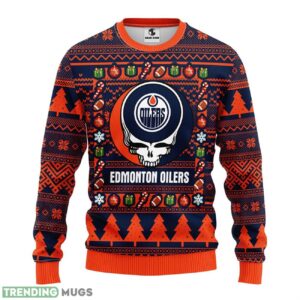 Edmonton Oilers Grateful Dead Ugly Christmas Sweater Holiday Gift For Sport Fans 3D Sweater