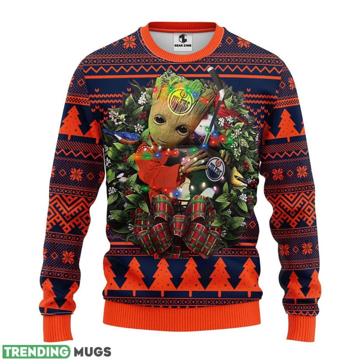Edmonton Oilers Groot Hug Christmas Ugly Sweater 3D Christmas Sweater For Men Women 3D Sweater Edmonton Oilers Groot Hug Christmas Ugly Sweater 3D Christmas Sweater For Men Women 3D Sweater