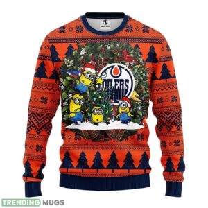 Edmonton Oilers Minion Christmas Ugly Sweater 3D Christmas Sweater For Men Women 3D Sweater