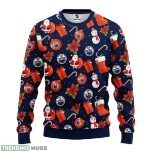 Edmonton Oilers Santa Claus Snowman Christmas Ugly Sweater 3D Christmas Sweater For Men Women 3D Sweater