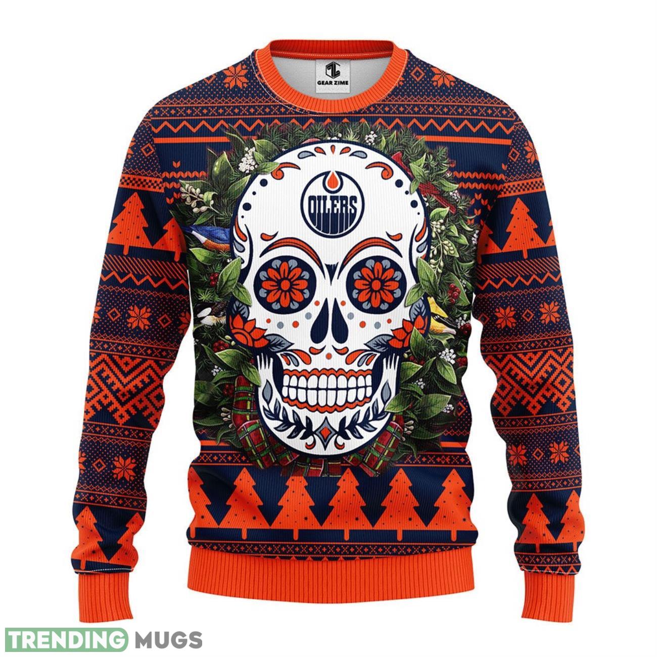 Edmonton Oilers Skull Flower Ugly Christmas Ugly Sweater 3D Christmas Sweater For Men Women 3D Sweater Edmonton Oilers Skull Flower Ugly Christmas Ugly Sweater 3D Christmas Sweater For Men Women 3D Sweater