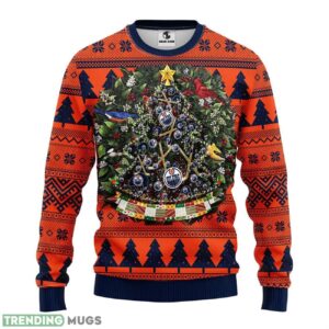 Edmonton Oilers Tree Ball Christmas Ugly Sweater 3D Christmas Sweater For Men Women 3D Sweater