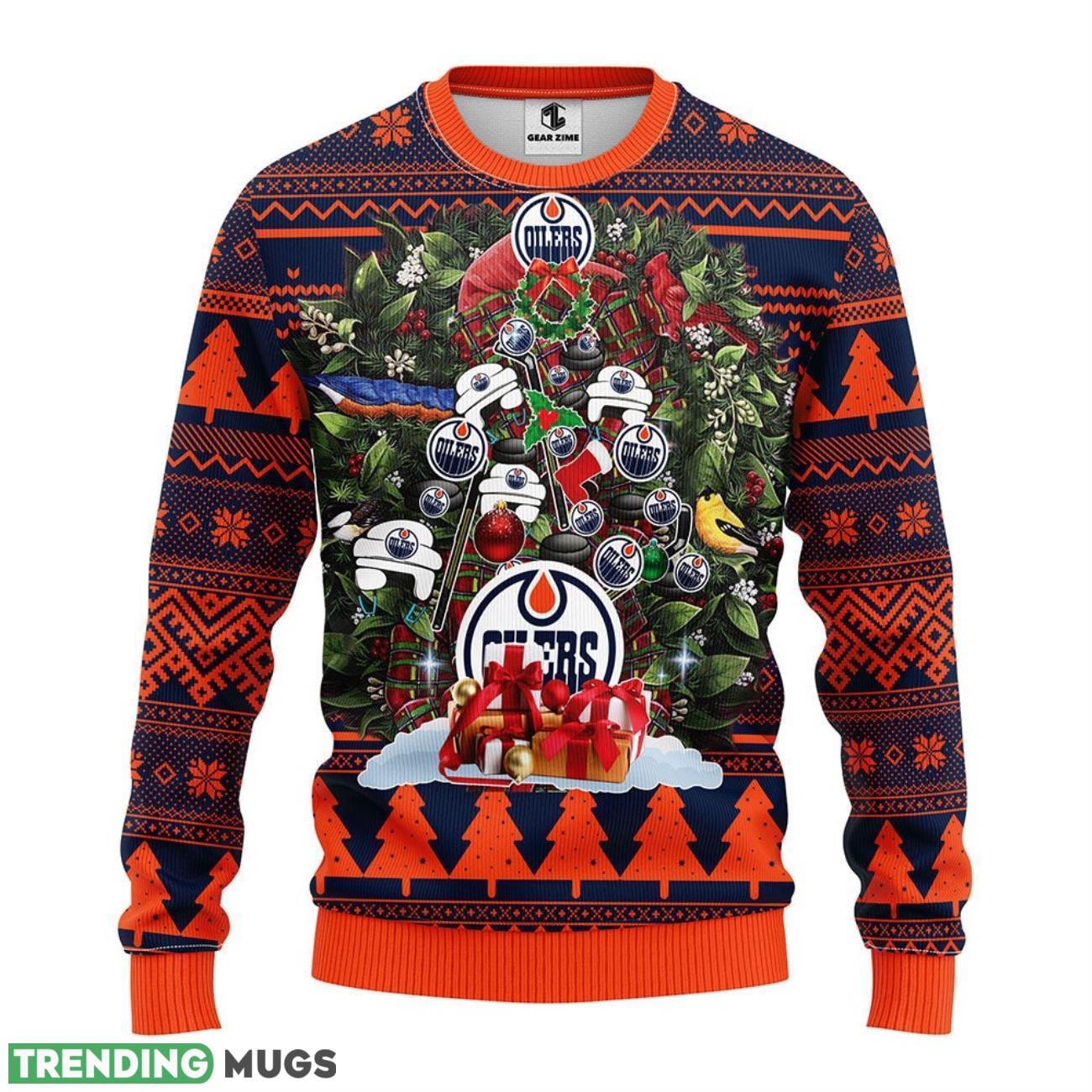 Edmonton Oilers Tree Ugly Christmas Sweater Holiday Gift For Sport Fans 3D Sweater Edmonton Oilers Tree Ugly Christmas Sweater Holiday Gift For Sport Fans 3D Sweater