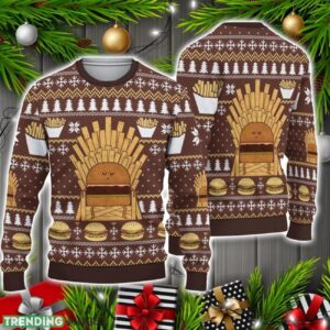 Game Of Fries Burger Lovers Ugly Christmas Sweater Christmas Holiday Gift Product Photo 1