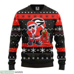 Georgia Bulldogs Dabbing Santa Claus Christmas Ugly Sweater 3D Christmas Sweater For Men Women 3D Sweater