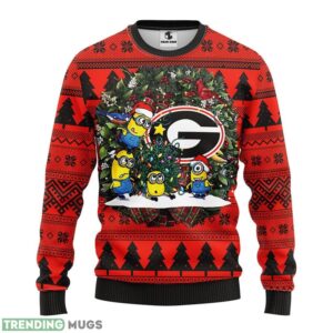 Georgia Bulldogs Minion Christmas Ugly Sweater 3D Christmas Sweater For Men Women 3D Sweater