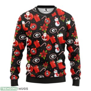 Georgia Bulldogs Santa Claus Snowman Christmas Ugly Sweater 3D Christmas Sweater For Men Women Product Photo 1