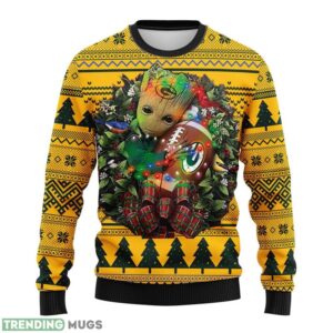 Green Bay Packers Groot Hug Christmas Ugly Sweater 3D Christmas Sweater For Men Women 3D Sweater