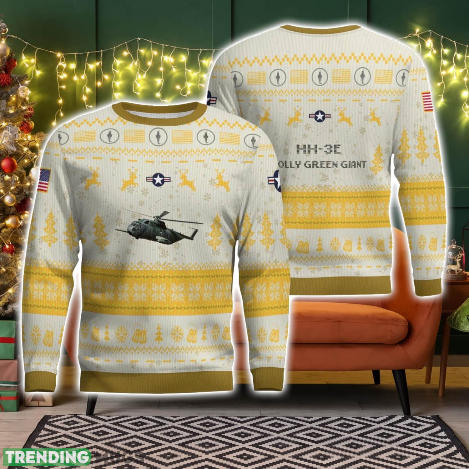 HH 3E Jolly Green Giant HH3E 3D Aircraft Ugly Christmas Sweater Christmas Pattern Holiday Gift 3D Sweater HH 3E Jolly Green Giant HH3E 3D Aircraft Ugly Christmas Sweater Christmas Pattern Holiday Gift 3D Sweater