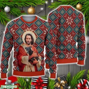 Jesus Keanu Reeves With Dog Ugly Christmas Sweater Christmas Holiday Gift 3D Sweater