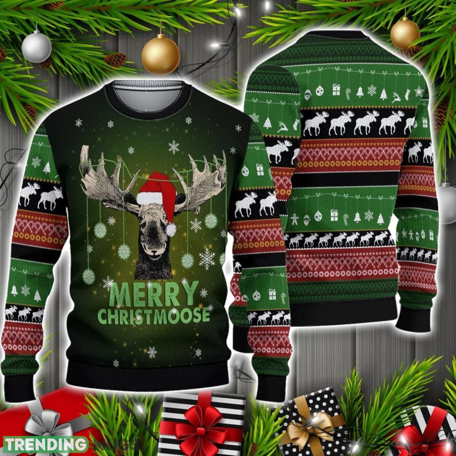 Merry ChristMoose Ugly Christmas Sweater Christmas Holiday Gift 3D Sweater Merry ChristMoose Ugly Christmas Sweater Christmas Holiday Gift 3D Sweater