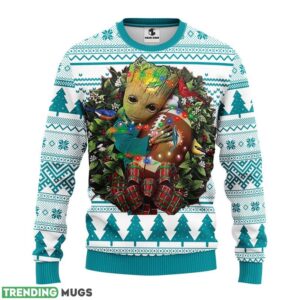 Miami Dolphins Groot Hug Christmas Ugly Sweater 3D Christmas Sweater For Men Women Product Photo 1
