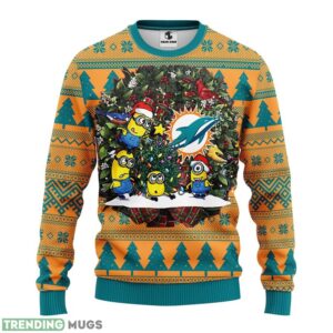 Miami Dolphins Minion Christmas Ugly Sweater 3D Christmas Sweater For Men Women 3D Sweater