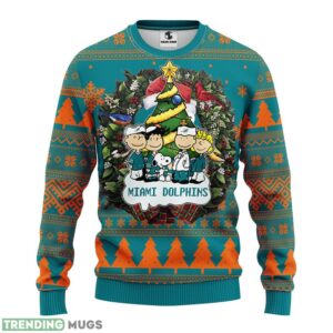 Miami Dolphins Snoopy Dog Christmas Ugly Sweater 3D Christmas Sweater For Men Women 3D Sweater