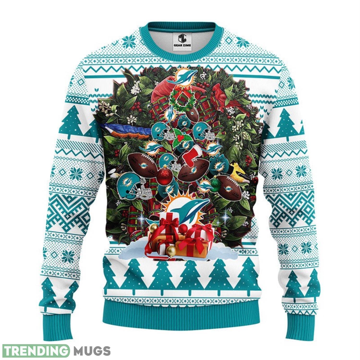 Miami Dolphins Tree AOP Ugly Christmas Sweater Christmas Holiday Gift For Fans 3D Sweater Miami Dolphins Tree AOP Ugly Christmas Sweater Christmas Holiday Gift For Fans 3D Sweater