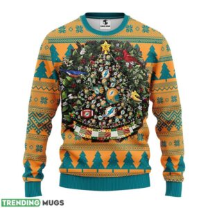 Miami Dolphins Tree Ball Christmas Ugly Sweater 3D Christmas Sweater For Men Women 3D Sweater