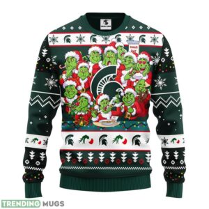 Michigan State Spartans 12 Grinch Xmas Day Christmas Ugly Sweater 3D Christmas Sweater For Men Women Christmas Gift For Sport Team 3D Sweater