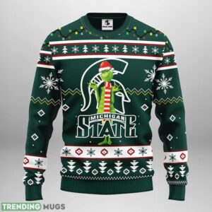 Michigan State Spartans Funny Grinch Christmas Ugly Sweater 3D Christmas Sweater For Men Women 3D Sweater