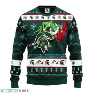 Michigan State Spartans Grinch Christmas Ugly Sweater 3D Christmas Sweater For Men Women Product Photo 1