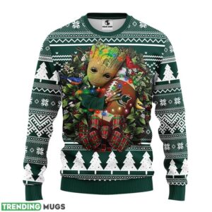 Michigan State Spartans Groot Hug Christmas Ugly Sweater 3D Christmas Sweater For Men Women 3D Sweater