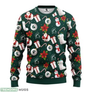 Michigan State Spartans Santa Claus Snowman Christmas Ugly Sweater 3D Christmas Sweater For Men Women Product Photo 1