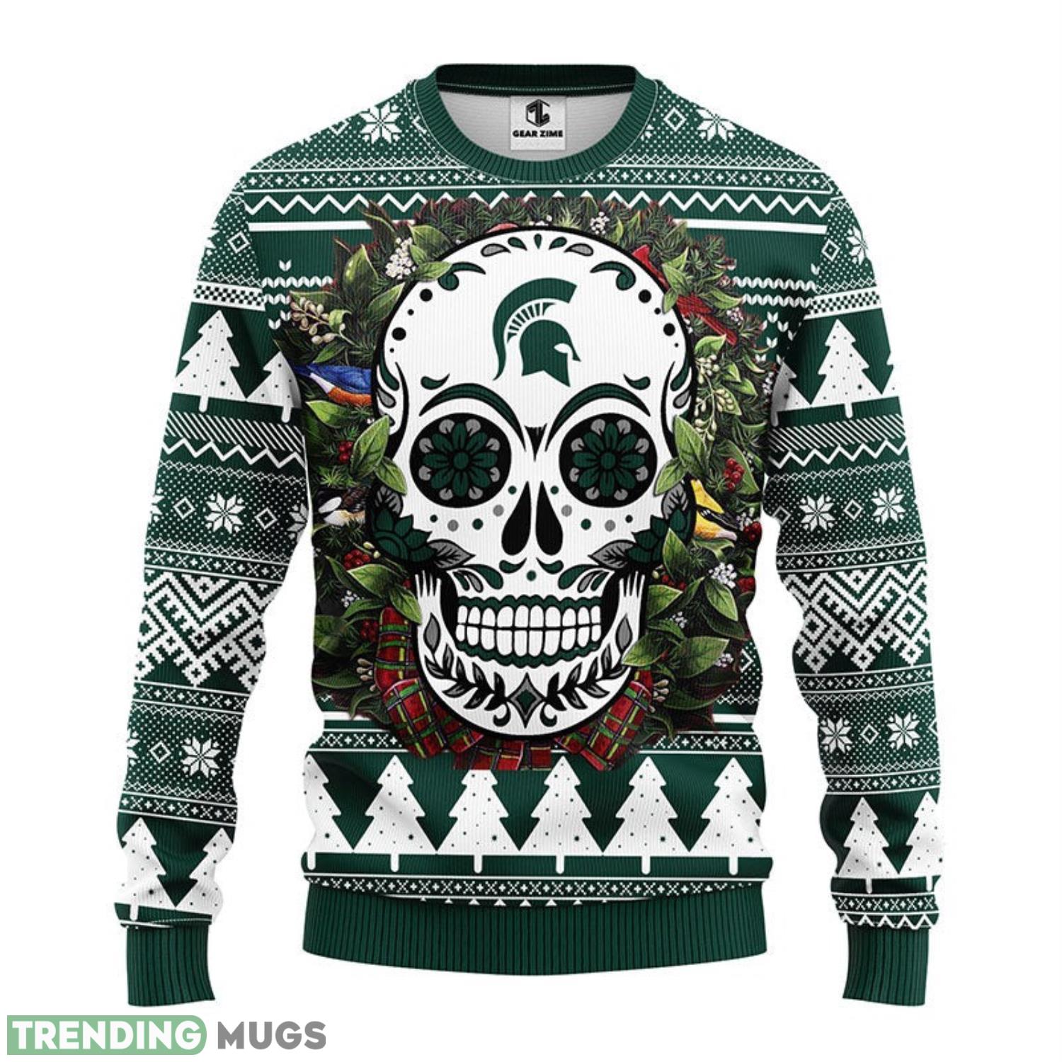 Michigan State Spartans Skull Flower Ugly Christmas Ugly Sweater 3D Christmas Sweater For Men Women 3D Sweater Michigan State Spartans Skull Flower Ugly Christmas Ugly Sweater 3D Christmas Sweater For Men Women 3D Sweater