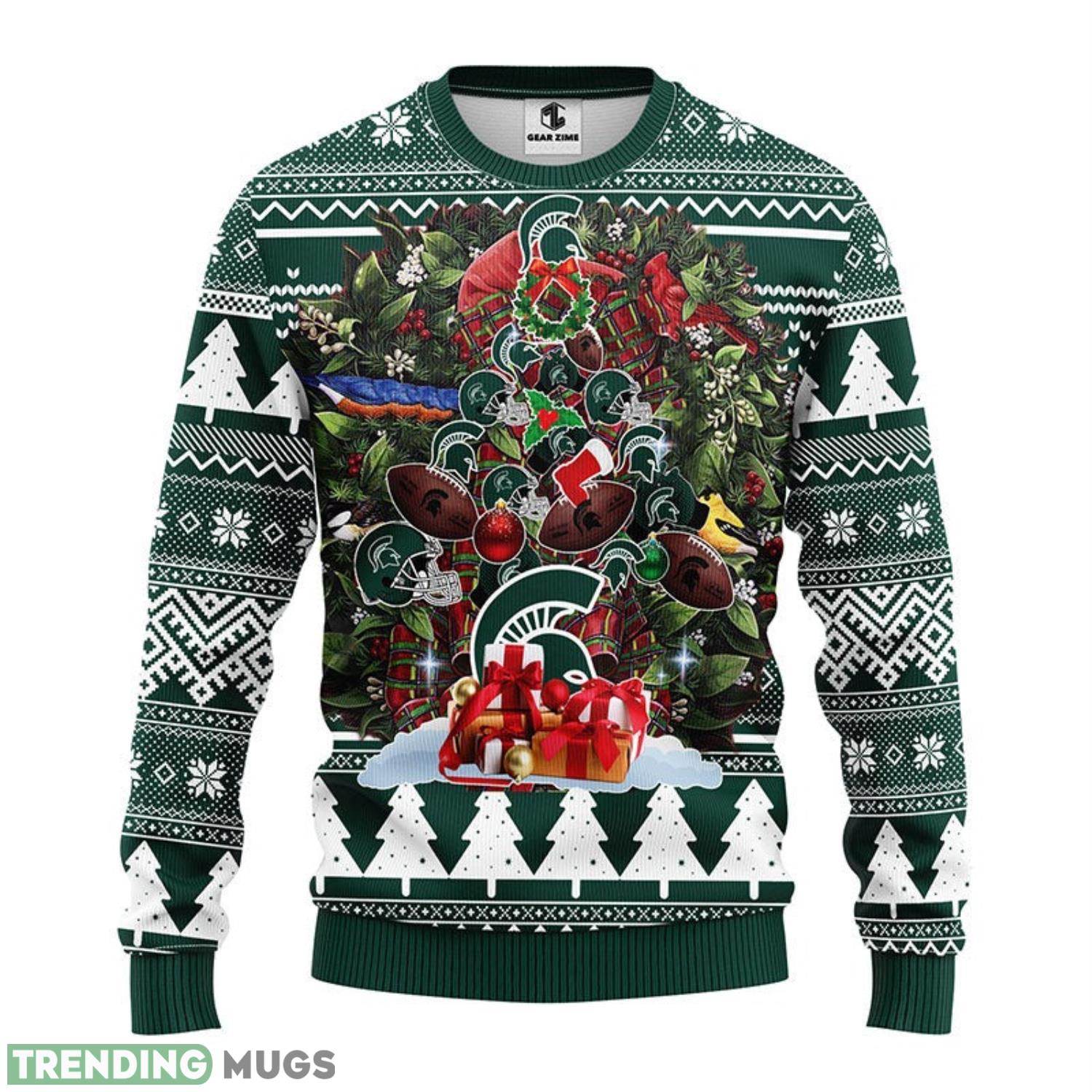Michigan State Spartans Tree AOP Ugly Christmas Sweater Christmas Holiday Gift For Fans 3D Sweater Michigan State Spartans Tree AOP Ugly Christmas Sweater Christmas Holiday Gift For Fans 3D Sweater