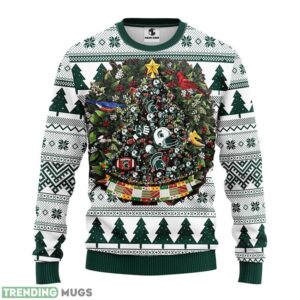 Michigan State Spartans Tree Ball Christmas Ugly Sweater 3D Christmas Sweater For Men Women 3D Sweater