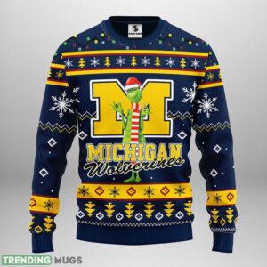 Michigan Wolverines Funny Grinch Christmas Ugly Sweater 3D Christmas Sweater For Men Women Product Photo 1