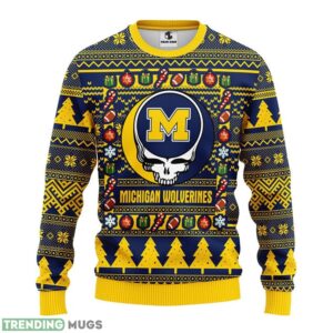 Michigan Wolverines Grateful Dead AOP Ugly Christmas Sweater Christmas Holiday Gift For Fans Product Photo 1