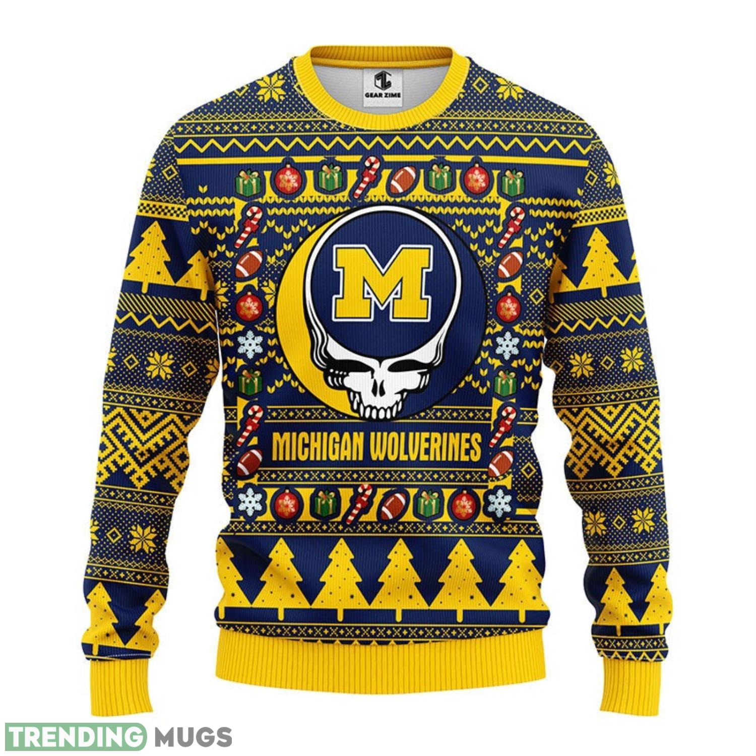 Michigan Wolverines Grateful Dead AOP Ugly Christmas Sweater Christmas Holiday Gift For Fans 3D Sweater Michigan Wolverines Grateful Dead AOP Ugly Christmas Sweater Christmas Holiday Gift For Fans 3D Sweater