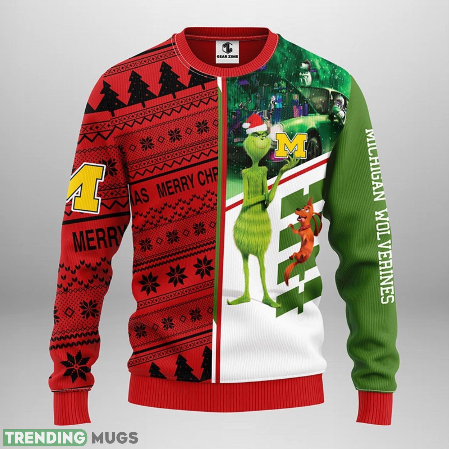 Michigan Wolverines Grinch & Scooby doo Christmas Ugly Sweater 3D Christmas Sweater For Men Women 3D Sweater Michigan Wolverines Grinch & Scooby doo Christmas Ugly Sweater 3D Christmas Sweater For Men Women 3D Sweater