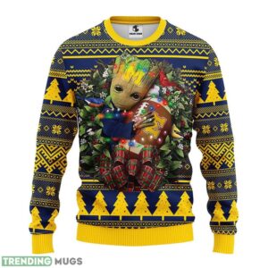 Michigan Wolverines Groot Hug Christmas Ugly Sweater 3D Christmas Sweater For Men Women 3D Sweater