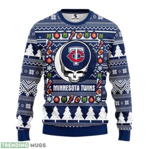 Minnesota Twins Grateful Dead AOP Ugly Christmas Sweater Christmas Holiday Gift For Fans 3D Sweater