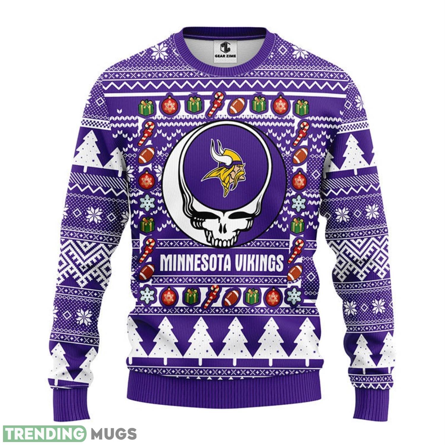 Minnesota Vikings Grateful Dead AOP Ugly Christmas Sweater Christmas Holiday Gift For Fans 3D Sweater Minnesota Vikings Grateful Dead AOP Ugly Christmas Sweater Christmas Holiday Gift For Fans 3D Sweater