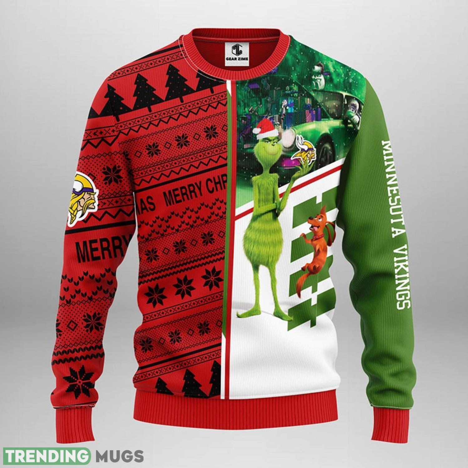 Minnesota Vikings Grinch & Scooby Doo Christmas Ugly Sweater 3D Christmas Sweater For Men Women 3D Sweater Minnesota Vikings Grinch & Scooby Doo Christmas Ugly Sweater 3D Christmas Sweater For Men Women 3D Sweater