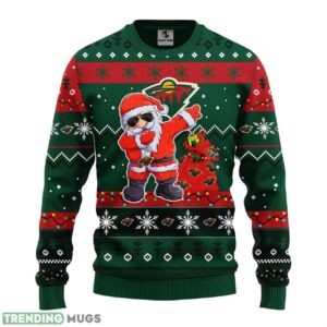 Minnesota Wild Dabbing Santa Claus Christmas Ugly Sweater 3D Christmas Sweater For Men Women 3D Sweater