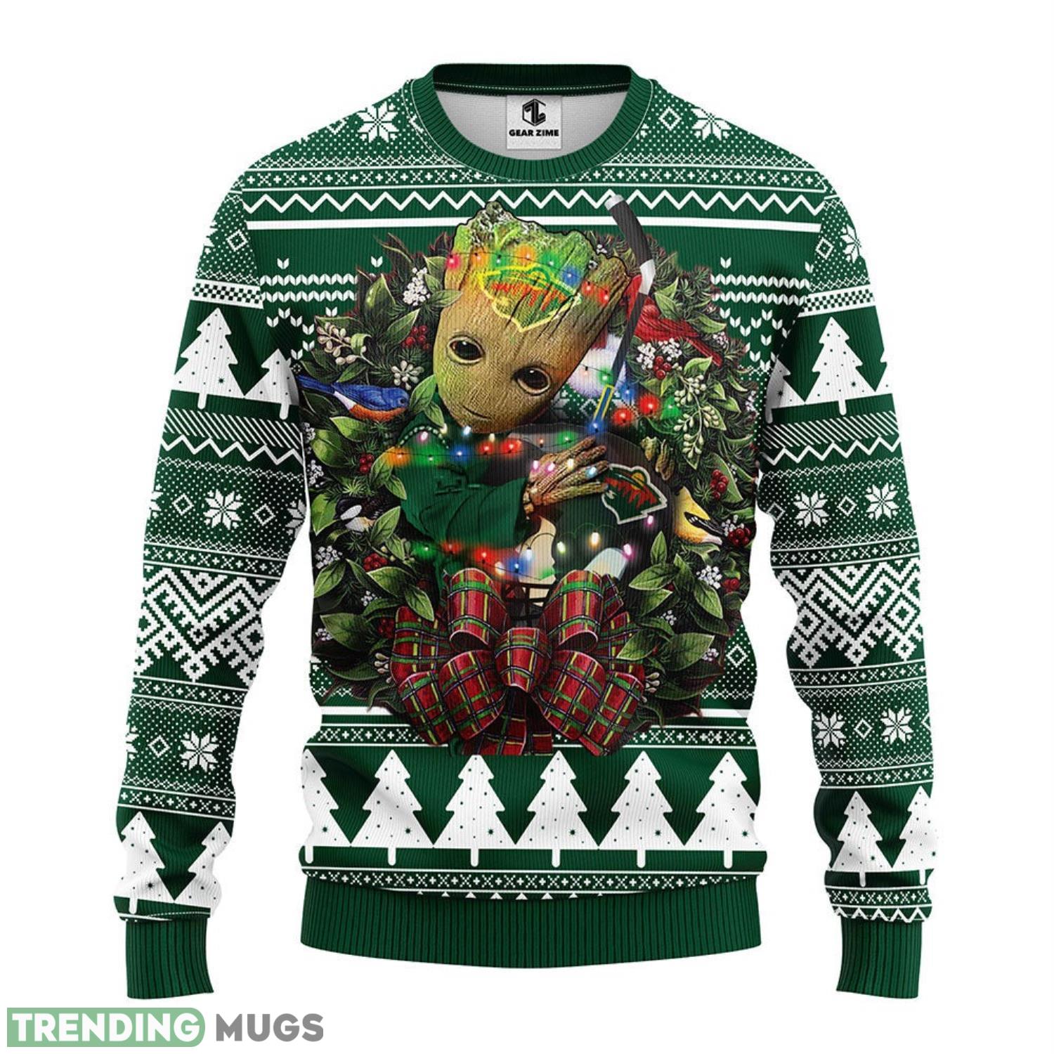 Minnesota Wild Groot Hug Christmas Ugly Sweater 3D Christmas Sweater For Men Women 3D Sweater Minnesota Wild Groot Hug Christmas Ugly Sweater 3D Christmas Sweater For Men Women 3D Sweater