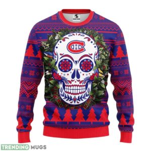 Montreal Canadians Skull Flower Ugly Christmas Ugly Sweater 3D Christmas Sweater For Men Women 3D Sweater