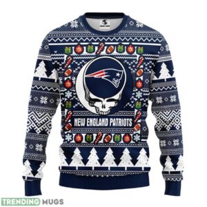 New England Patriots Grateful Dead Ugly Christmas Sweater men Women Christmas Sweater Gift 3D Sweater