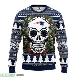 New England Patriots Skull Flower Ugly Ugly Christmas Sweater 3D Printed Sweater Christmas Gift 3D Sweater