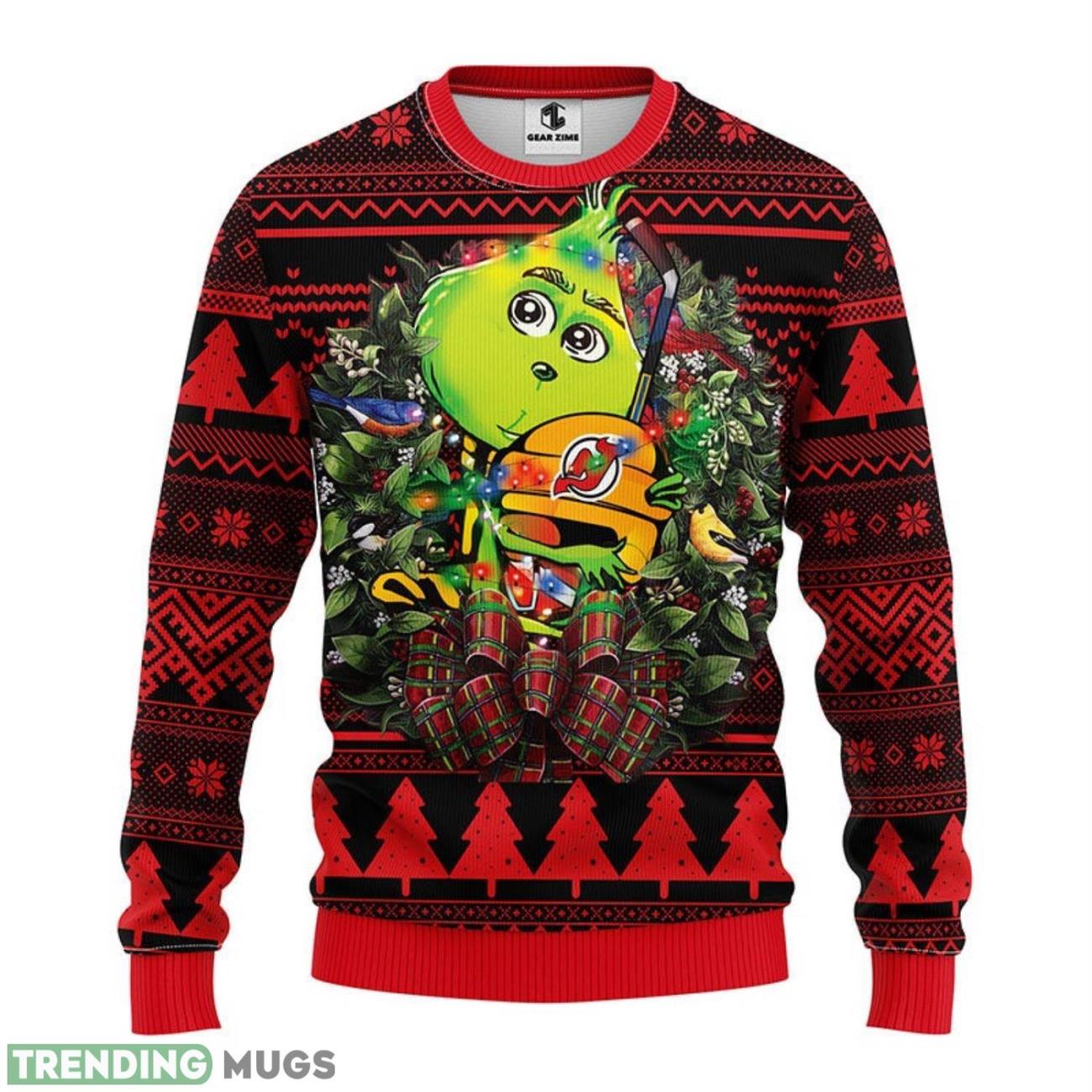 New Jersey Devils Grinch Hug Ugly Christmas Sweater 3D Printed Sweater Christmas Gift 3D Sweater New Jersey Devils Grinch Hug Ugly Christmas Sweater 3D Printed Sweater Christmas Gift 3D Sweater