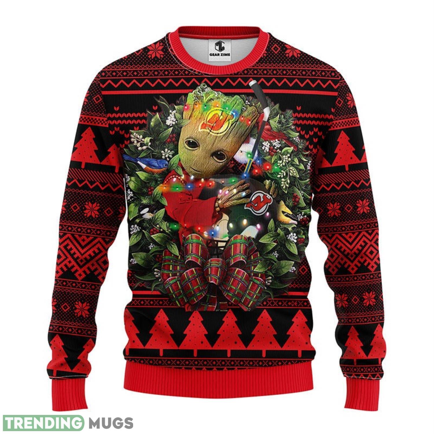 New Jersey Devils Groot Hug Ugly Christmas Sweater 3D Printed Sweater Christmas Gift 3D Sweater New Jersey Devils Groot Hug Ugly Christmas Sweater 3D Printed Sweater Christmas Gift 3D Sweater
