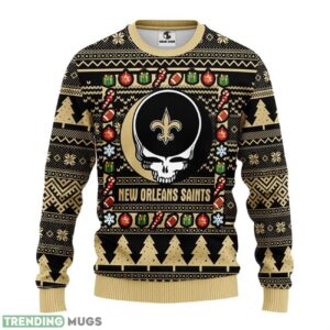 New Orleans Saints Grateful Dead Ugly Christmas Sweater men Women Christmas Sweater Gift 3D Sweater