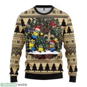 New Orleans Saints Minion Ugly Christmas Sweater 3D Printed Sweater Christmas Gift 3D Sweater